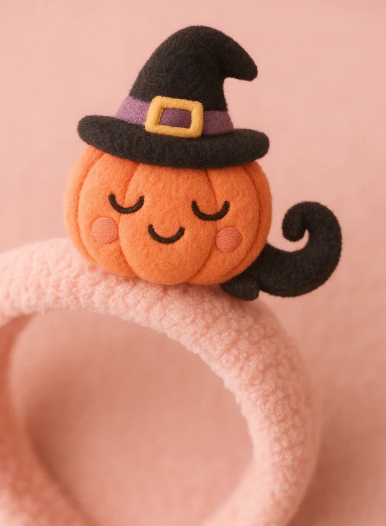 Witch Pumpkin Plush Baby Headband – Halloween Magic Style