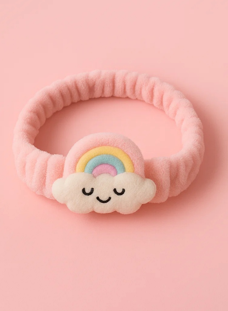Rainbow Cloud Plush Baby Headband – Soft Pastel Style