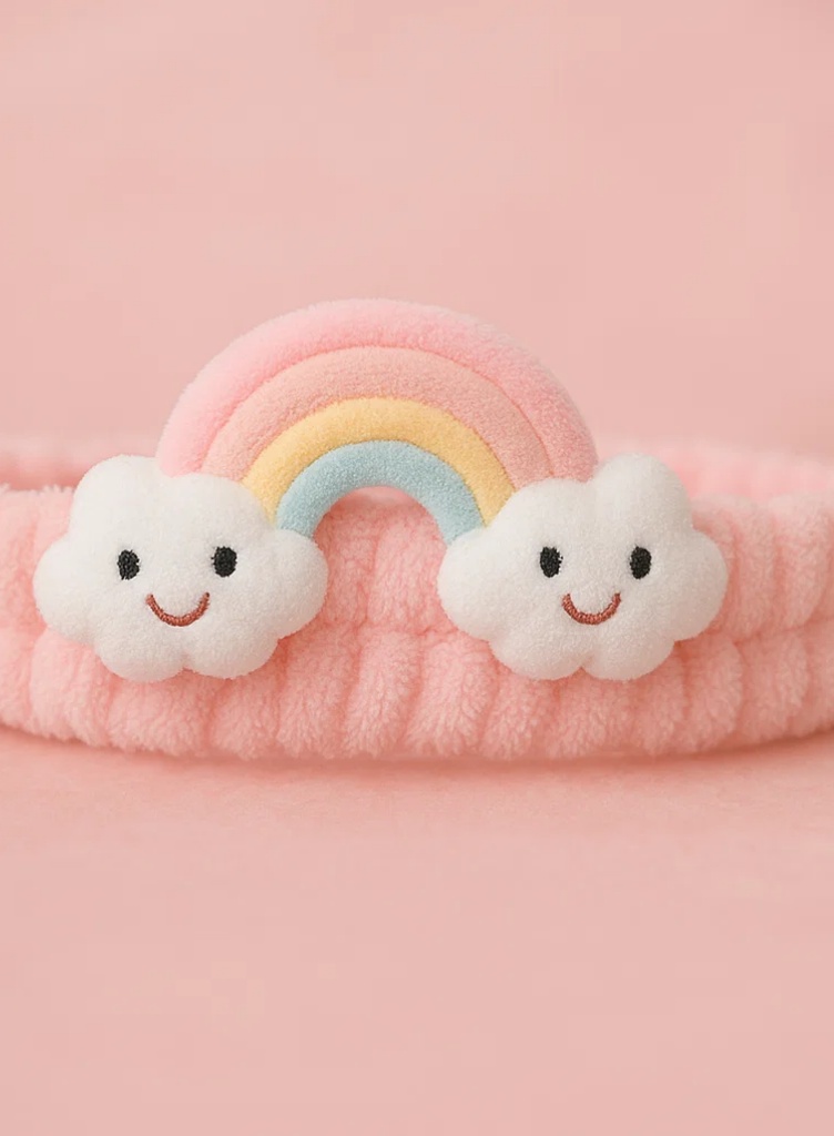 Double Cloud Rainbow Plush Baby Headband – Cheerful Sky Style