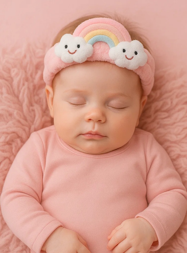 Double Cloud Rainbow Plush Baby Headband – Cheerful Sky Style
