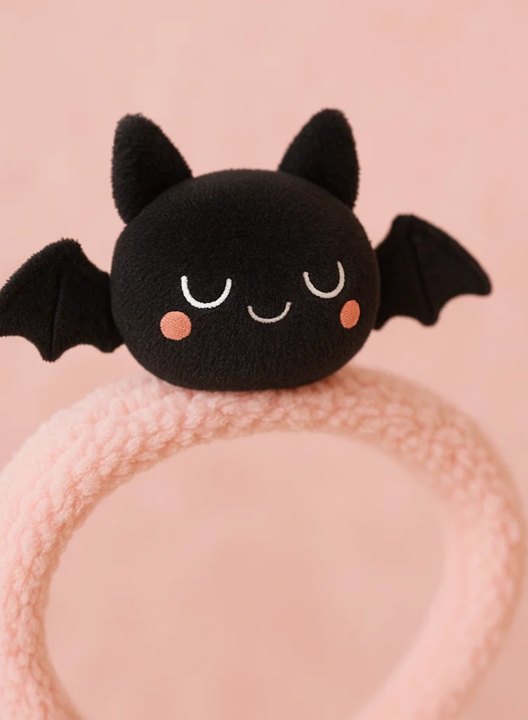 Faixa de Cabelo de Morcego de Pelúcia para Bebês – Estilo Fofo e Assustador de Halloween