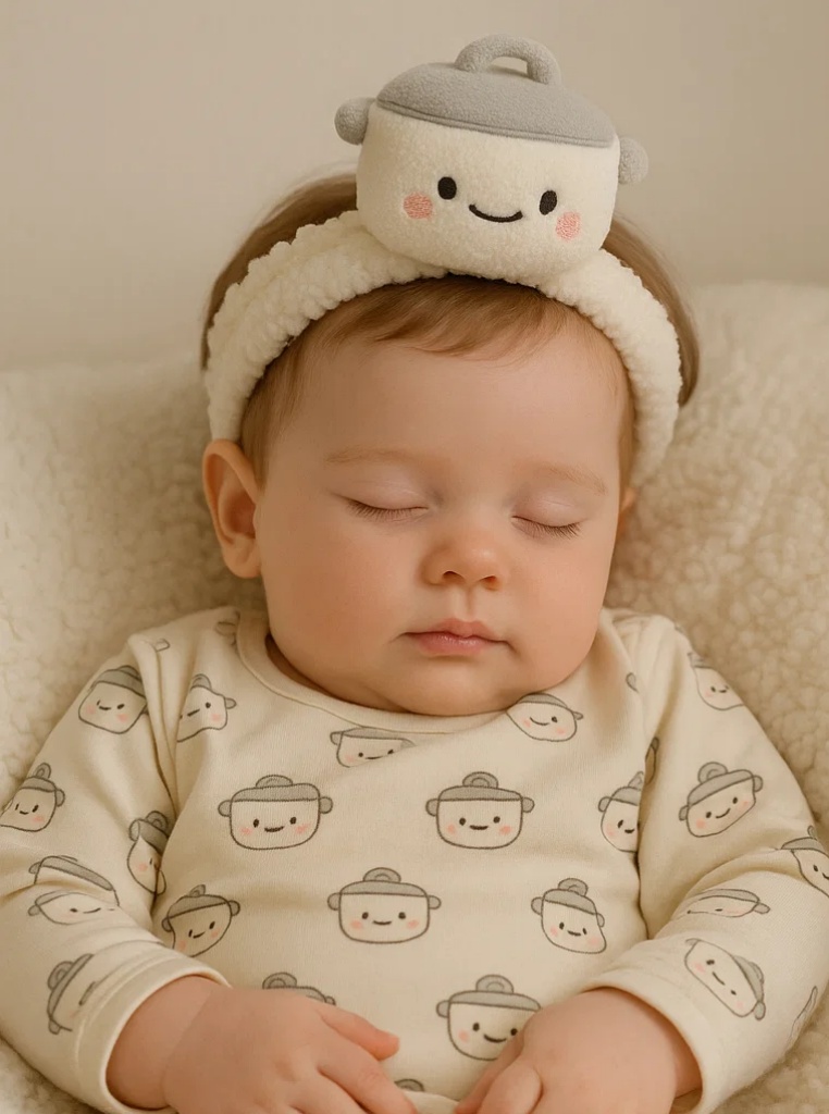 Cute Cooking Pot Plush Baby Headband – Cozy Kitchen Style