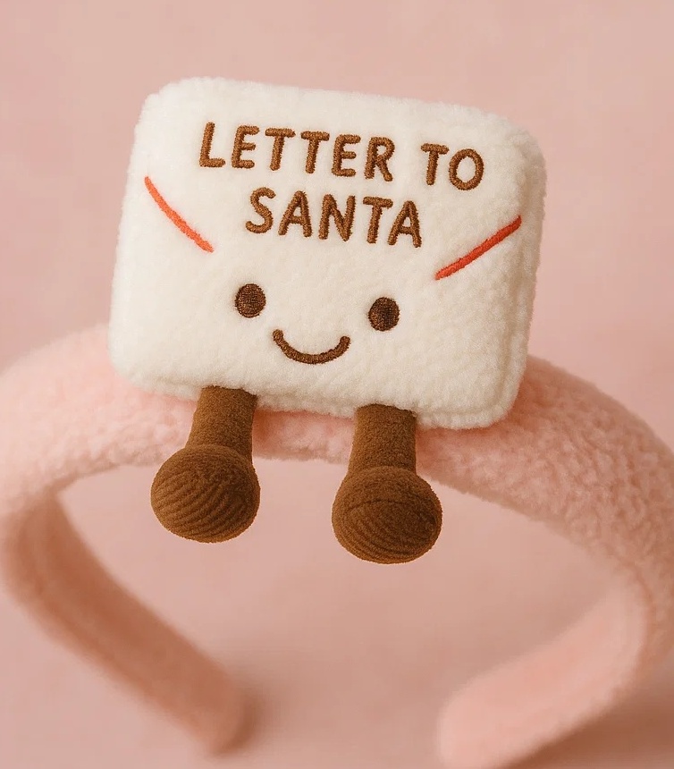 Plush Baby Headband - Letter to Santa Design