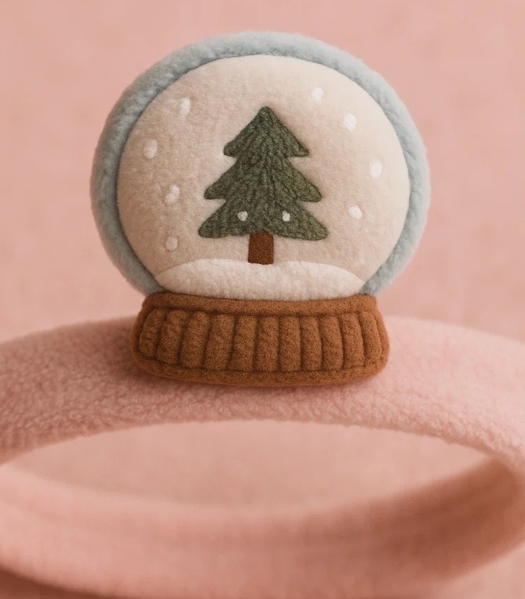 Plush Baby Headband - Christmas Tree Snow Globe Design