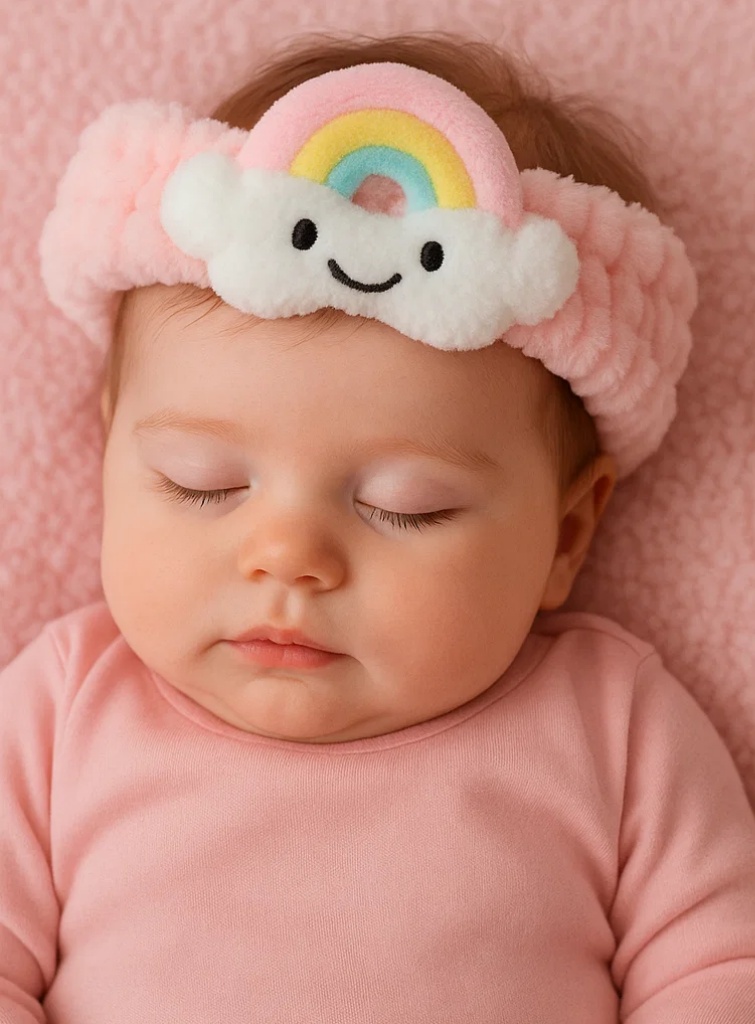 Plush Baby Headband - Rainbow Cloud Design