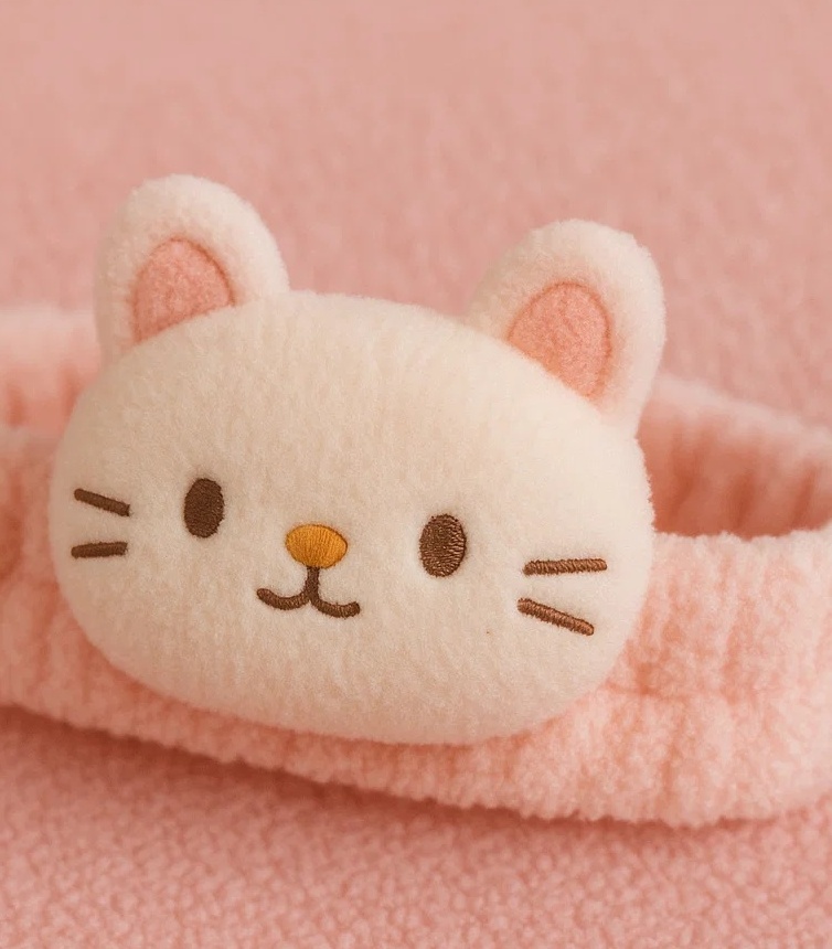 Plush Baby Headband - Cute Cat Design