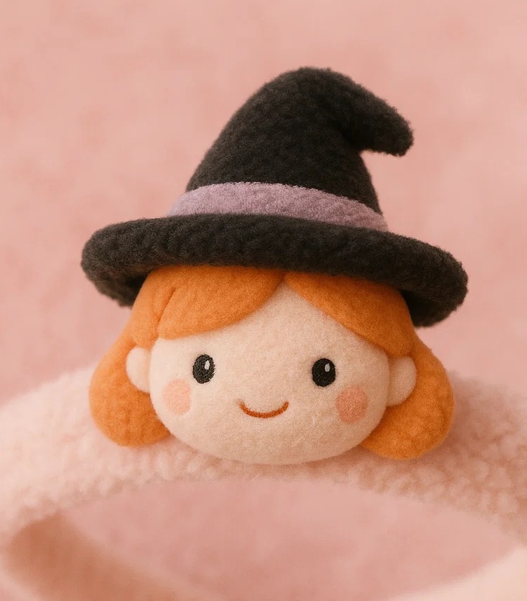 Cute Baby Witch Headband with Soft Plush Hat and Red Hair