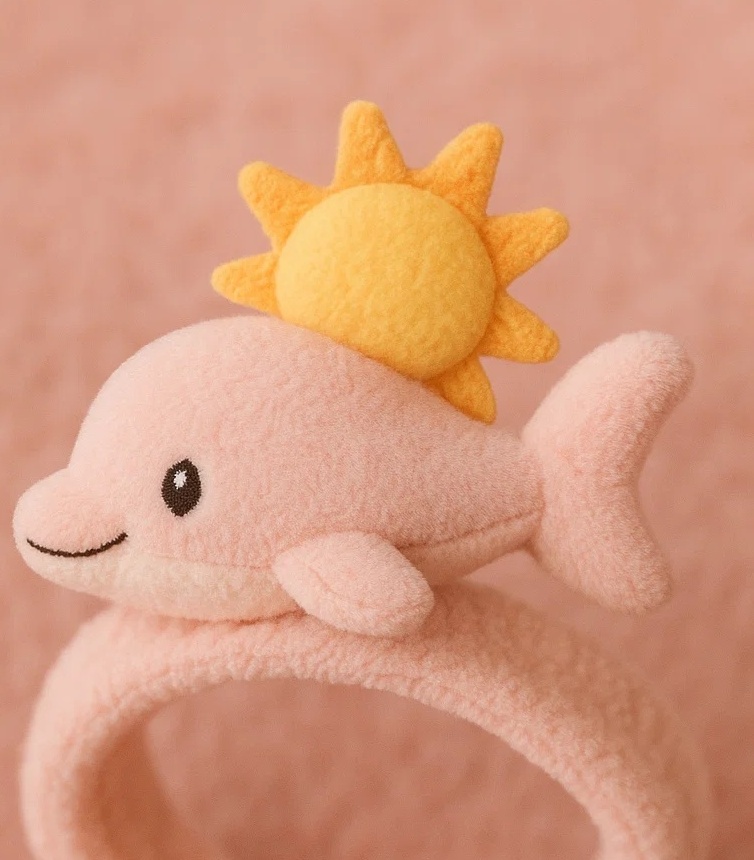 Adorable Baby Headband with Dolphin and Sun Plush