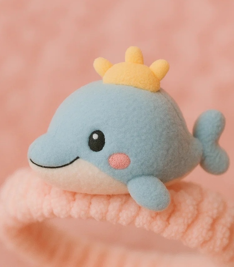 Diadema adorable para bebé con peluches de delfín y sol