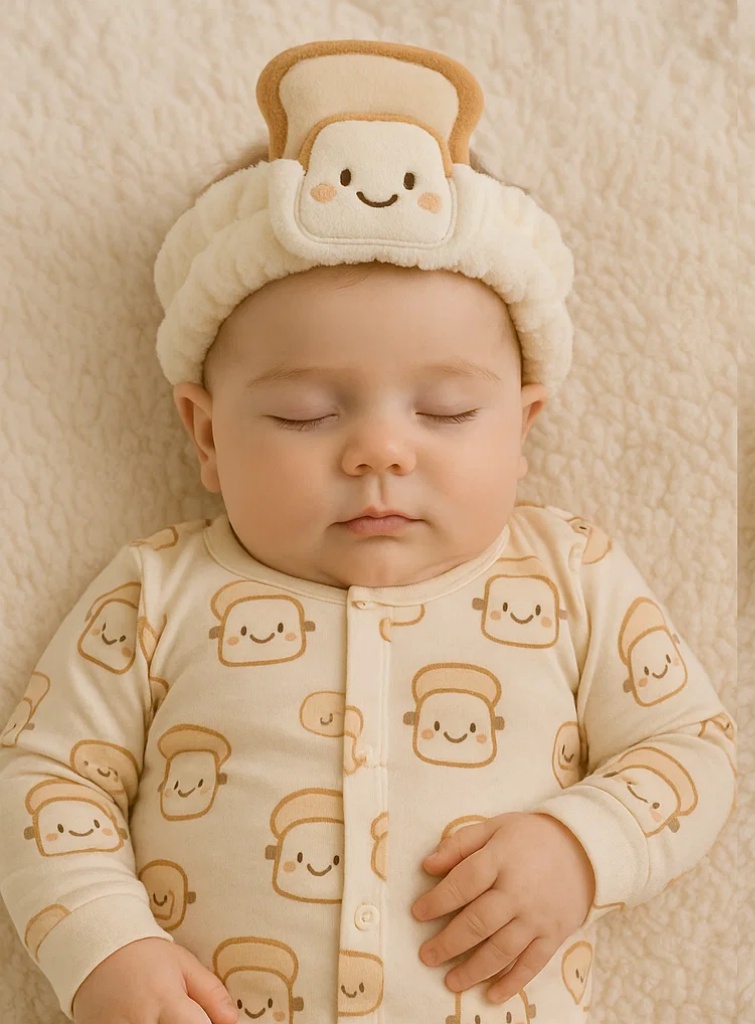 Cute Baby Fleece Headband with Toast Plush
