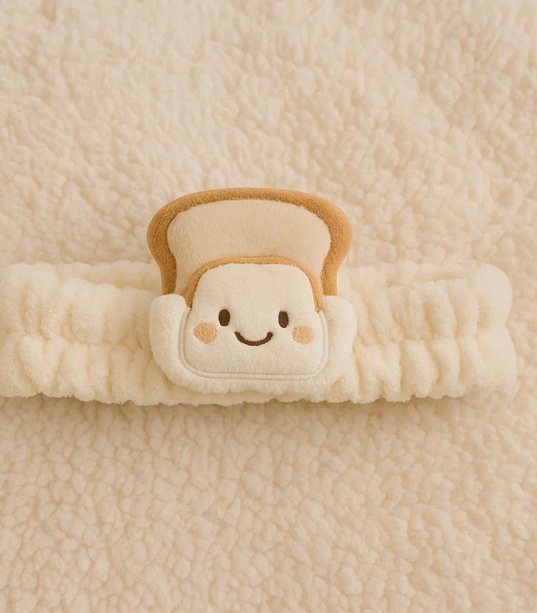 Cute Baby Fleece Headband with Toast Plush