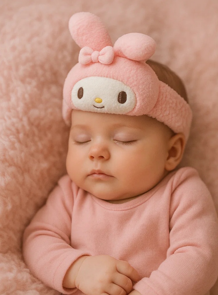 Adorable Baby Headband with Pink Bunny Plush and Bow
