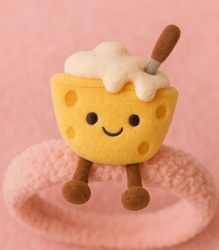 Bandeau en polaire pour bébé avec peluche pot de crème souriant