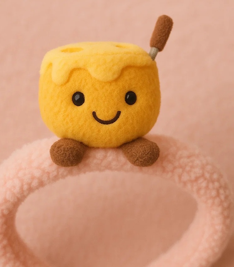 Cute Baby Fleece Headband with Smiling Cream Pot Plush