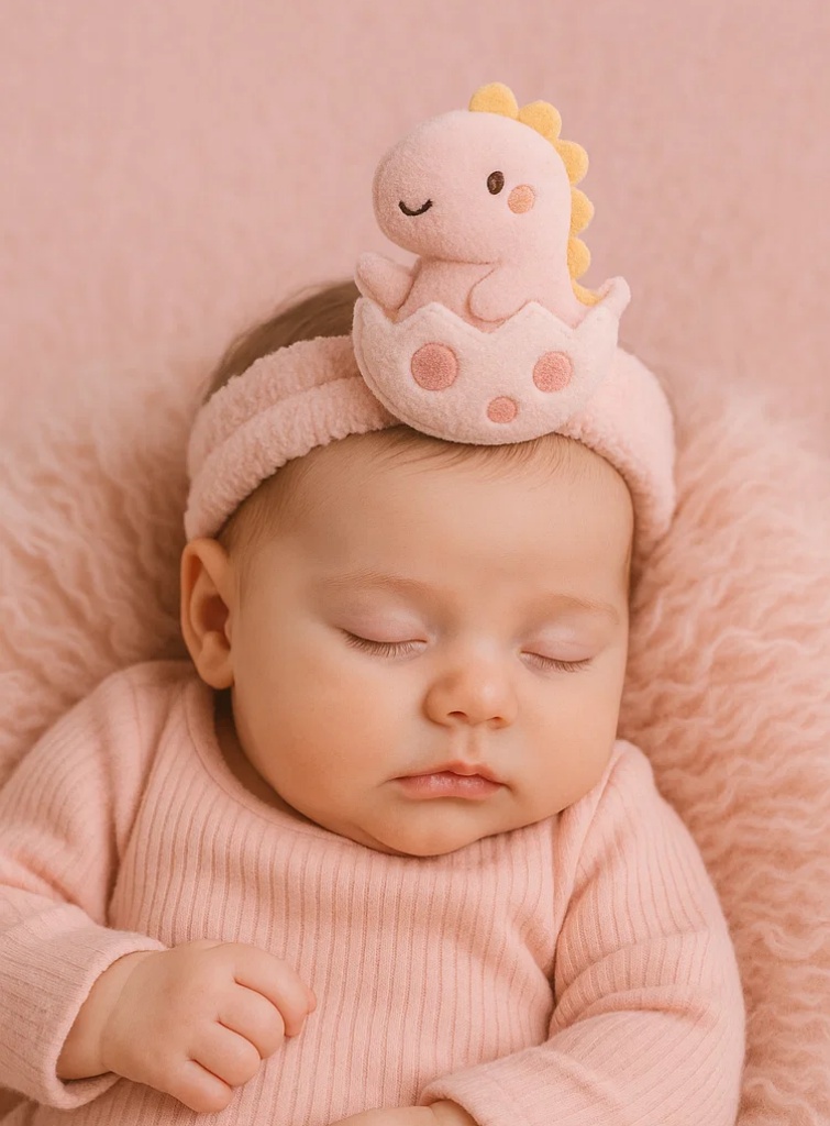 Adorable Baby Headband with Hatching Dinosaur Plush