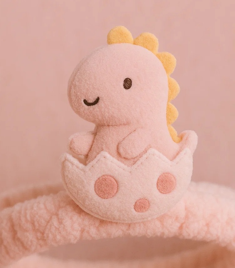 Adorable Baby Headband with Hatching Dinosaur Plush