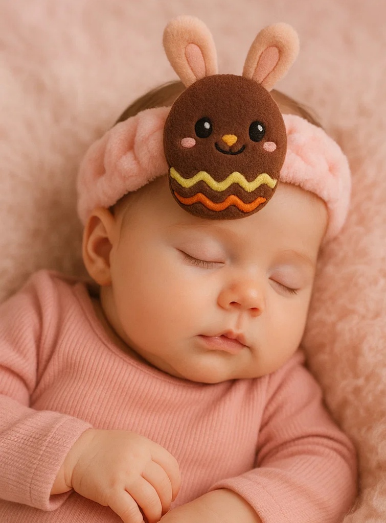Cute Baby Headband with Chocolate Bunny Plush
