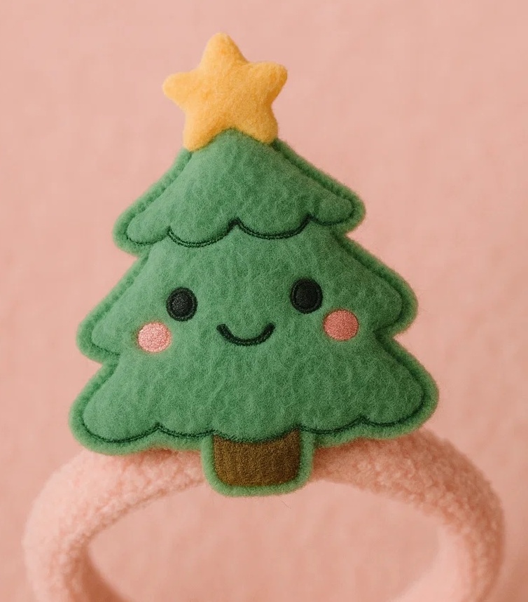 Adorável faixa de cabeça de bebê em fleece com pelúcia de árvore de Natal