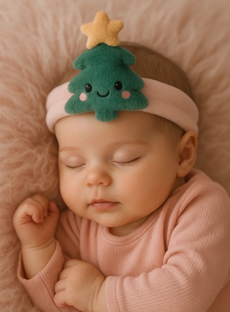Adorable Baby Fleece Headband with Christmas Tree Plush
