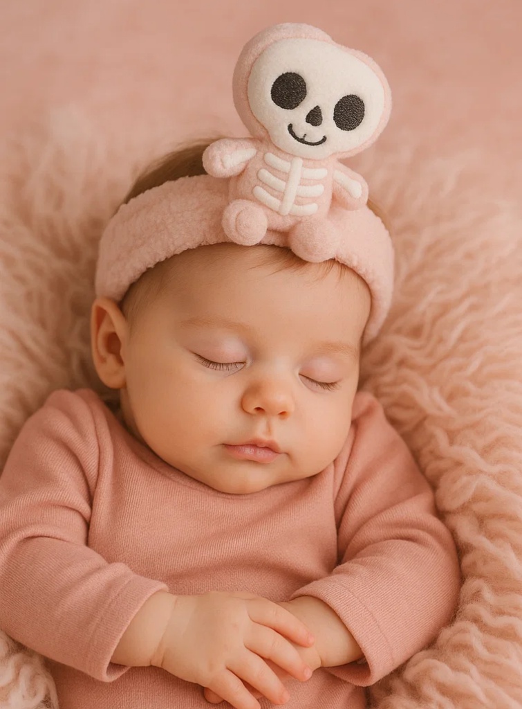 Cute Baby Halloween Headband with Skeleton Plush