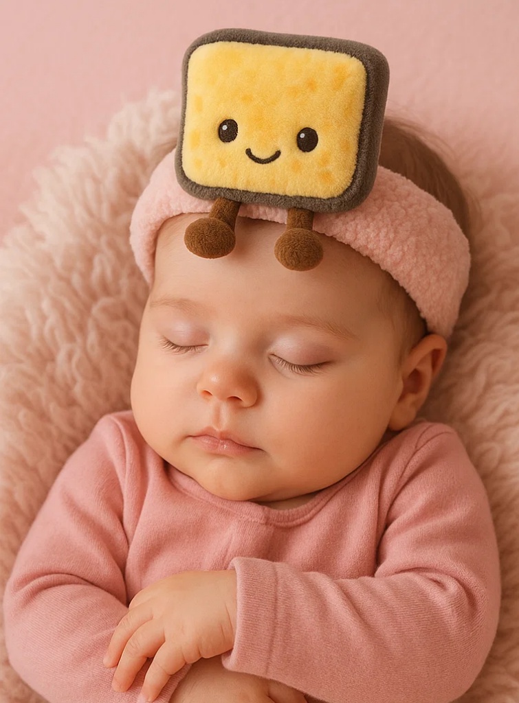 Plush Baby Headband - Cute Biscuit Design