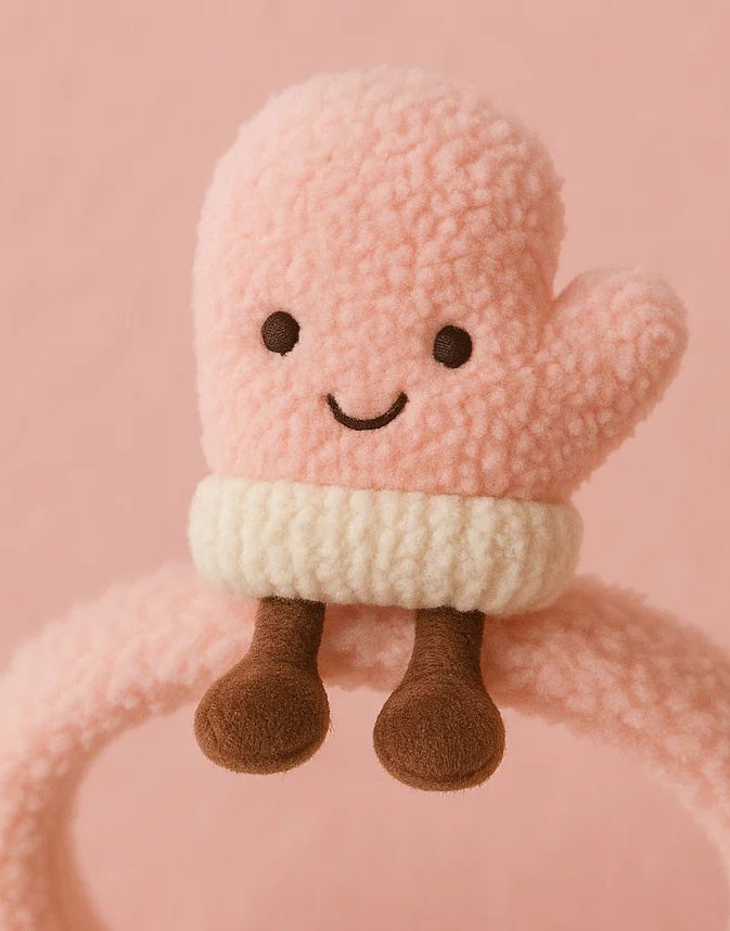 Diadema de bebé con guante sonriente de peluche - Accesorio acogedor y adorable para recién nacidos