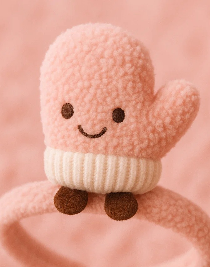 Faixa de cabelo de bebê com luva sorridente de pelúcia - Acessório aconchegante e adorável para recém-nascido