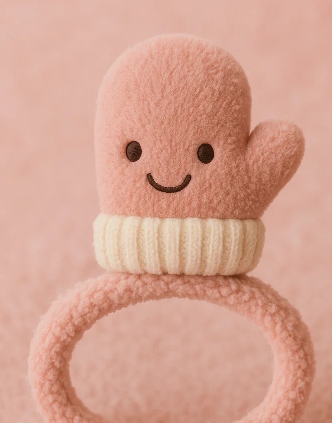 Smiley Glove Plush Baby Headband - Cozy & Adorable Infant Hairband