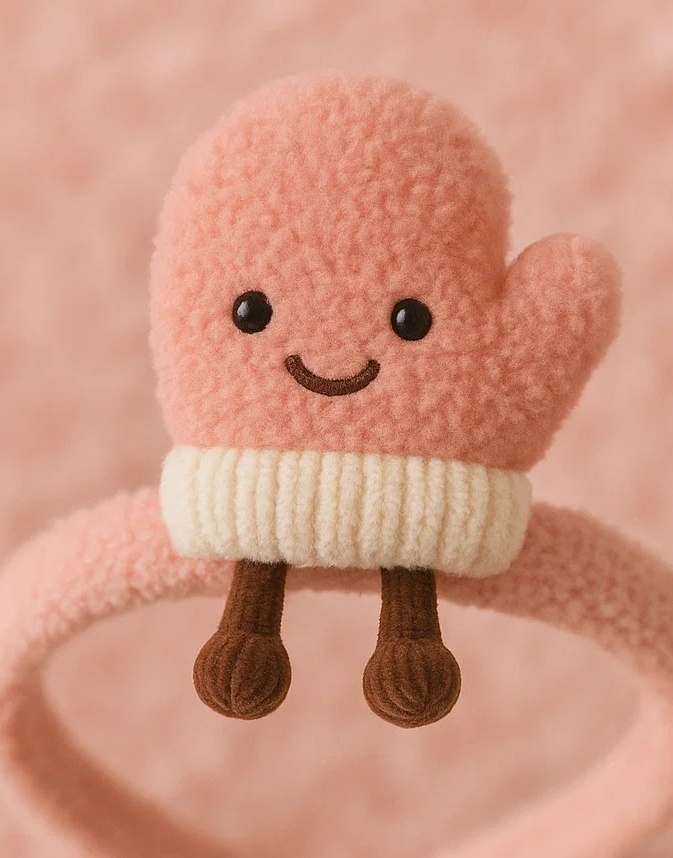 Bandeau bébé en peluche gant souriant - Accessoire douillet et adorable pour nourrisson