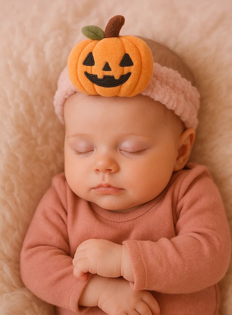Halloween Pumpkin Baby Headband – Plush Cartoon Infant Hair Accessory