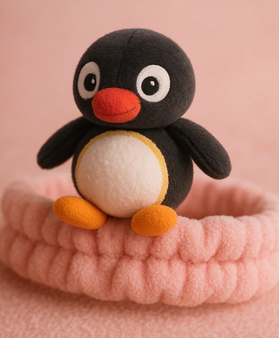 Cute Black Penguin Baby Headband – Plush Infant Hair Accessory