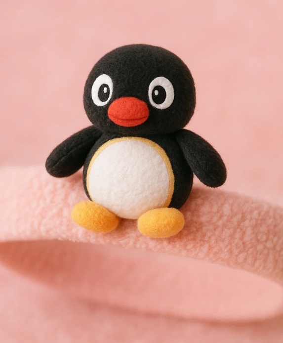 Bentiță drăguță pentru bebeluși cu pinguin negru – Accesoriu de păr din pluș pentru sugari