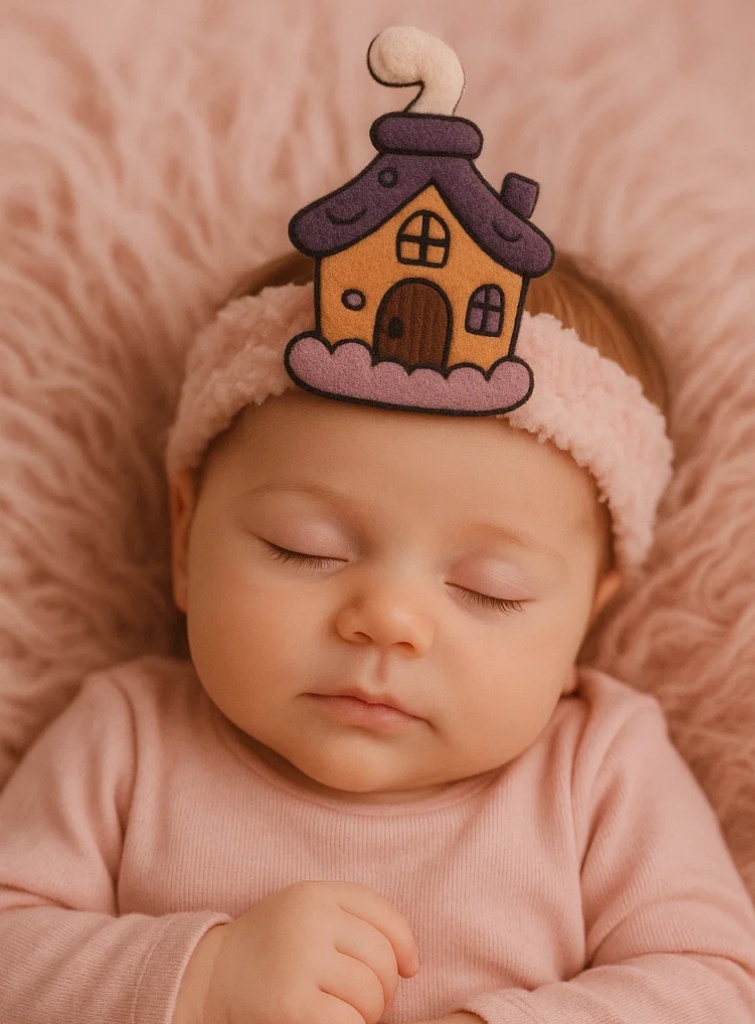 Cute House Baby Headband – Plush Cartoon Infant Hair Accessory