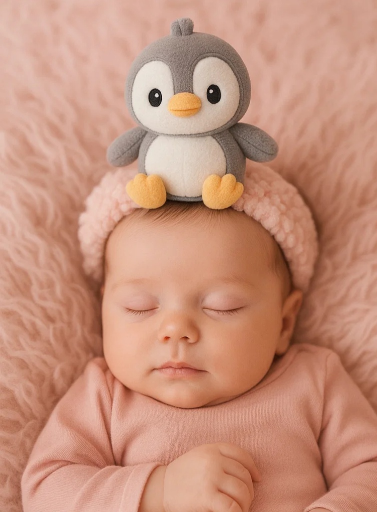 Cinta de bebé de pingüino lindo – Accesorio de pelo de felpa para infantes