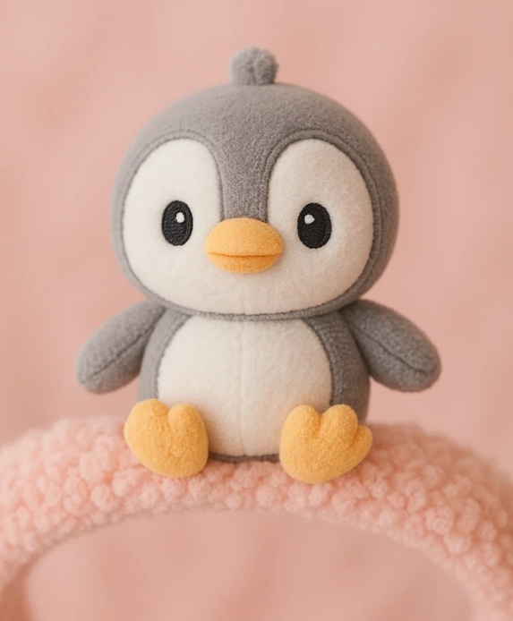 Cinta de bebé de pingüino lindo – Accesorio de pelo de felpa para infantes