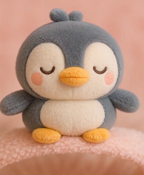 Cute Gray Penguin Baby Headband – Plush Infant Hair Accessory