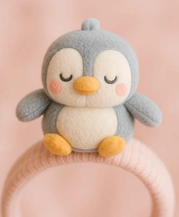 Cute Blue Penguin Baby Headband – Plush Infant Hair Accessory