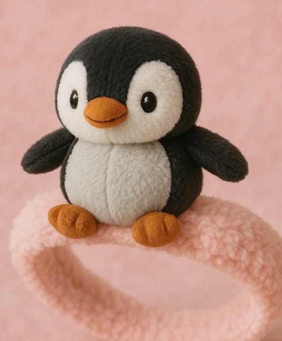 Faixa de cabelo de bebê pinguim fofo – Acessório de cabelo de pelúcia para bebê