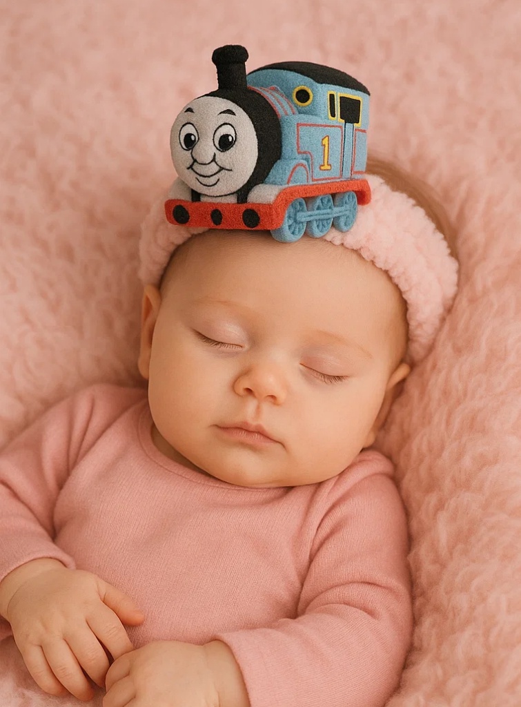 Serre-tête bébé train mignon – Accessoire capillaire en peluche pour nourrisson