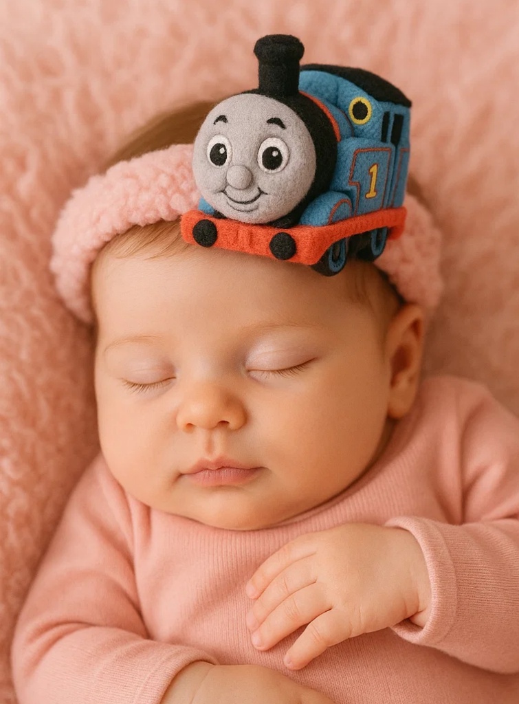 Cute Train Baby Headband – Plush Cartoon Infant Hair Accessory