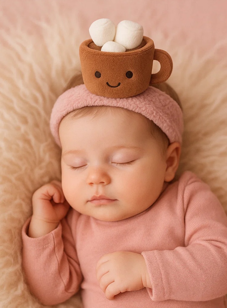 Cute Hot Chocolate Baby Headband – Plush Cartoon Infant Hair Accessory