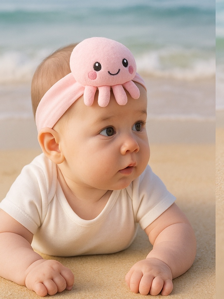 Cinta para el cabello de bebé con hipopótamo 3D – suave, segura y perfecta para sesiones fotográficas