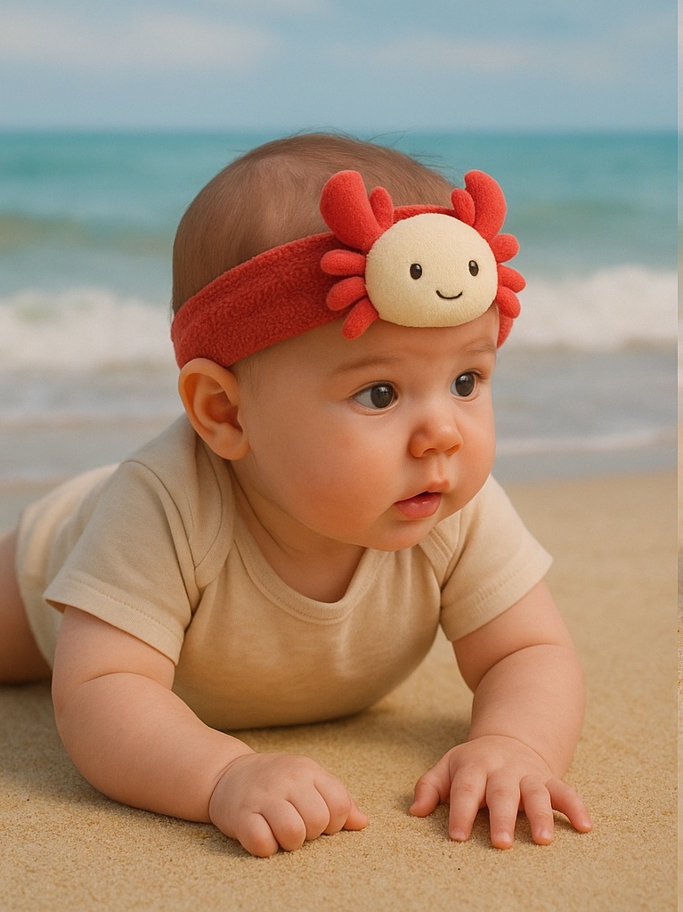 Red Crab Baby Headband – Bold Color and Cartoon Appeal for Infant Photography