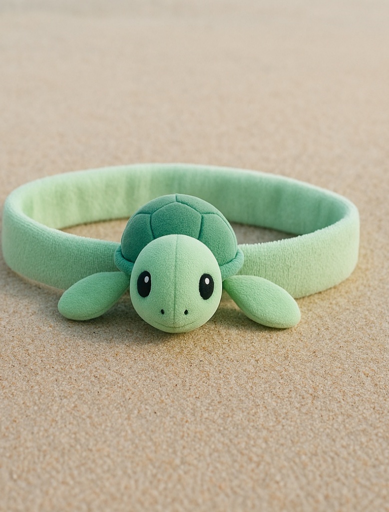 Green Turtle Headband for Babies – Durable Stitching & Washable Fabric