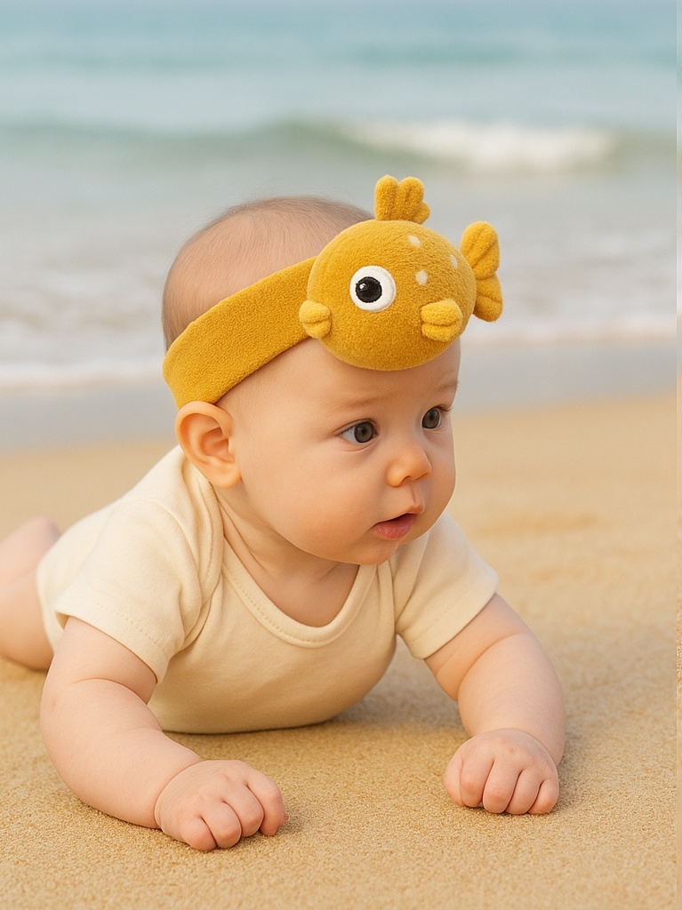 Golden Fish Themed Baby Headband – Premium Plush Material for Sensitive Skin