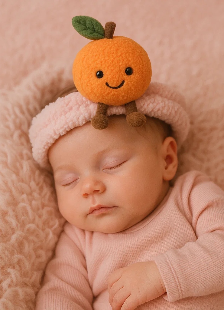 Orange Plush Baby Headband - Cute Infant Hair Accessory with Fruit Design 🍊