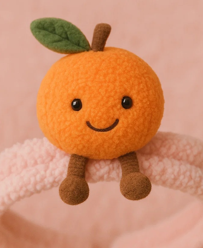 Orange Plush Baby Headband - Cute Infant Hair Accessory with Fruit Design 🍊