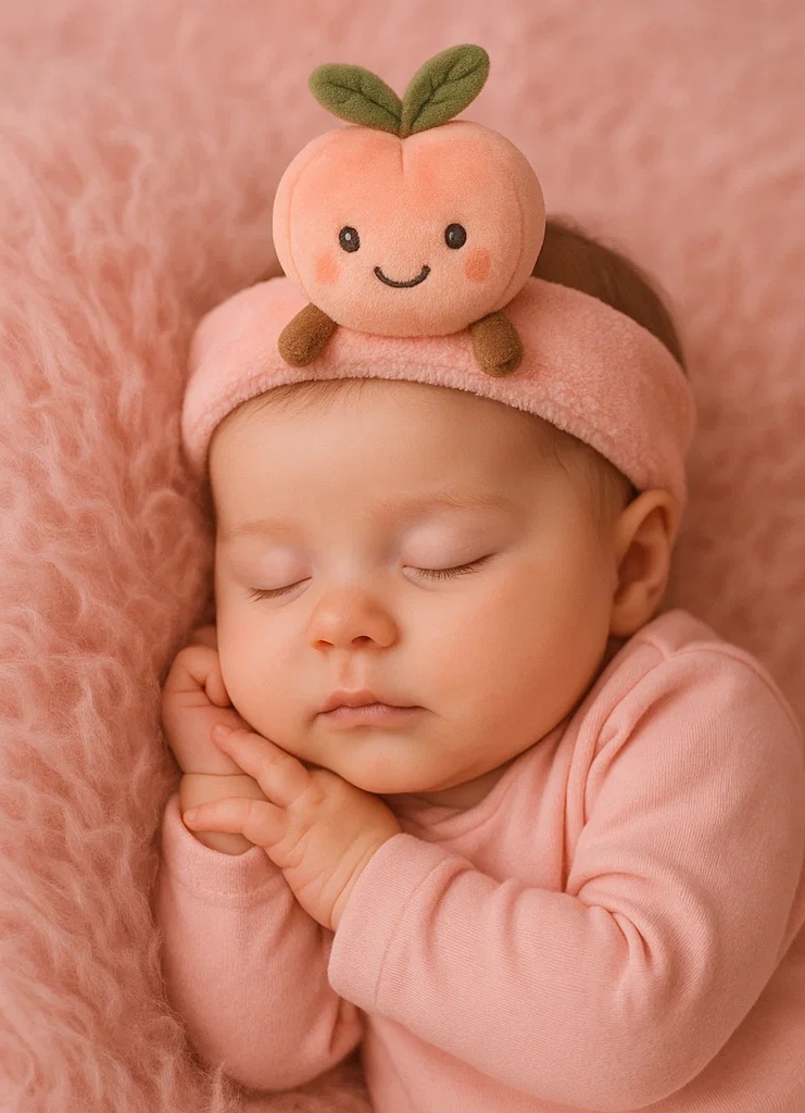 Peach Plush Baby Headband - Cute Infant Hair Accessory with Fruit Design