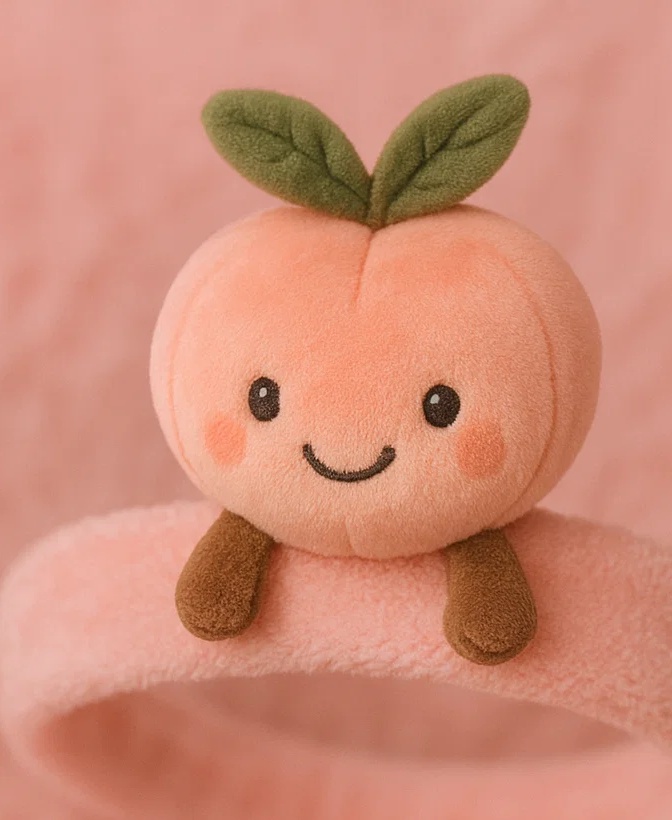 Peach Plush Baby Headband - Cute Infant Hair Accessory with Fruit Design