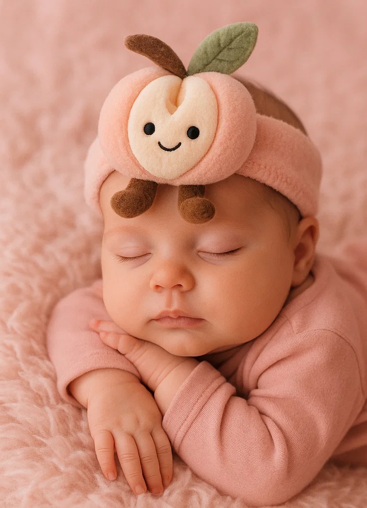 Pfirsich Plüsch Baby-Stirnband - Weiches Haaraccessoire für Säuglinge mit Cartoon-Fruchtdesign 🍑